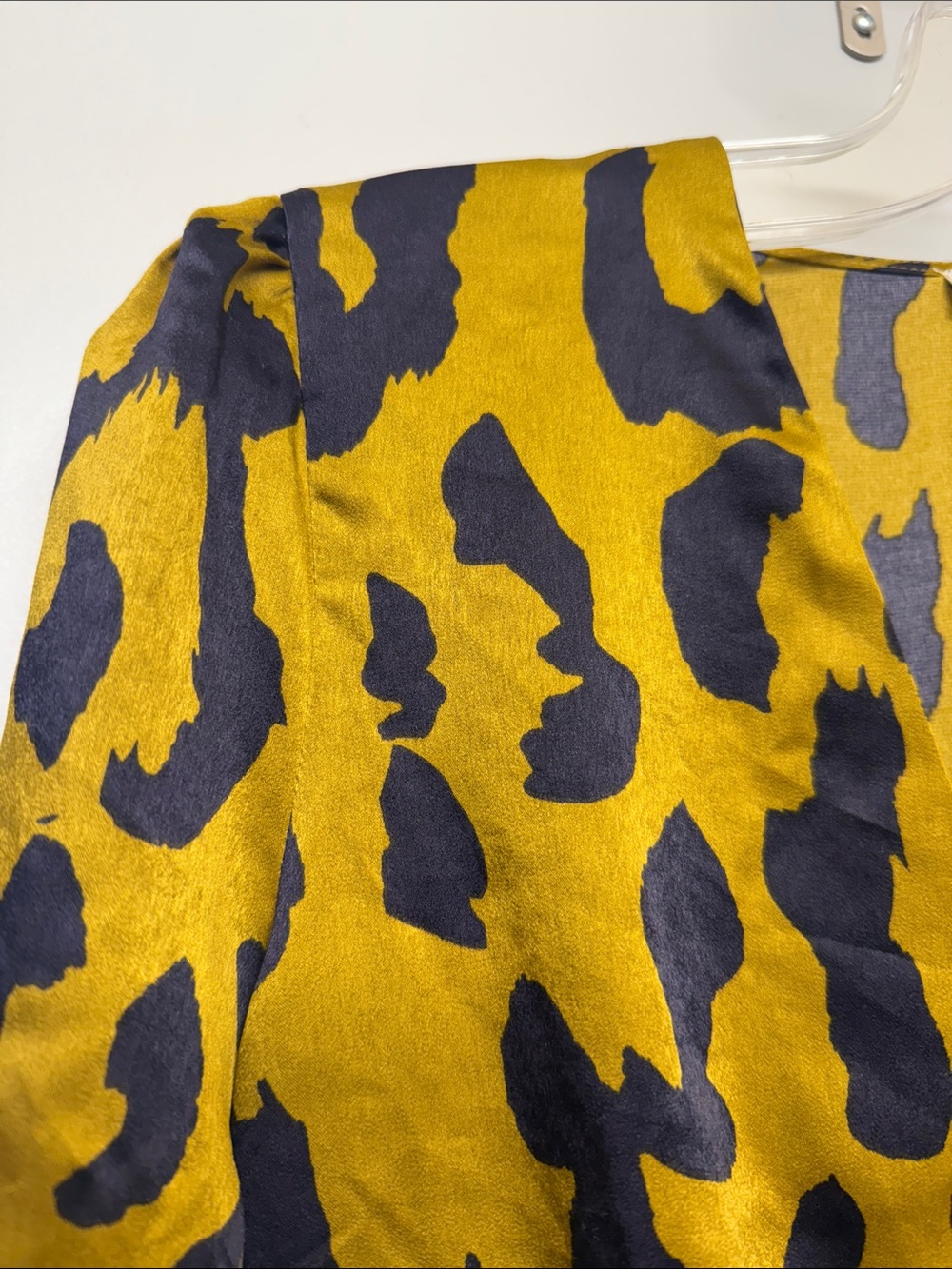 Anthropologie Moon River Mustard and Black Leopard Wrap Blouse - Picture 3 of 5